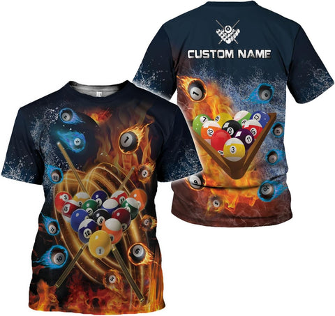 Pretyprints Personalized 3D Billiard Shirt Custom Name Men Women Team Apparel Pool 8 Ball Flag Tshirt Billiards Shirts Gift