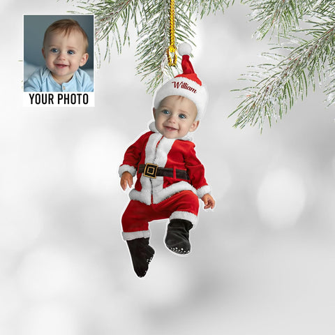 Personalized Baby Picture Ornament, Custom Baby with Dinosaur Christmas Ornament Baby Photo Ornament, Baby Face Christmas Ornaments Gift Baby First Christmas Photo Ornament Baby 1st Ornaments (BB1)