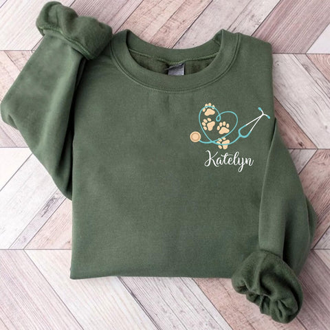 Personalized Veterinarian Embroidered Sweatshirt, Custom Vet Tech Shirt, Veterinary Technician Week Gifts, Veterinary Gifts