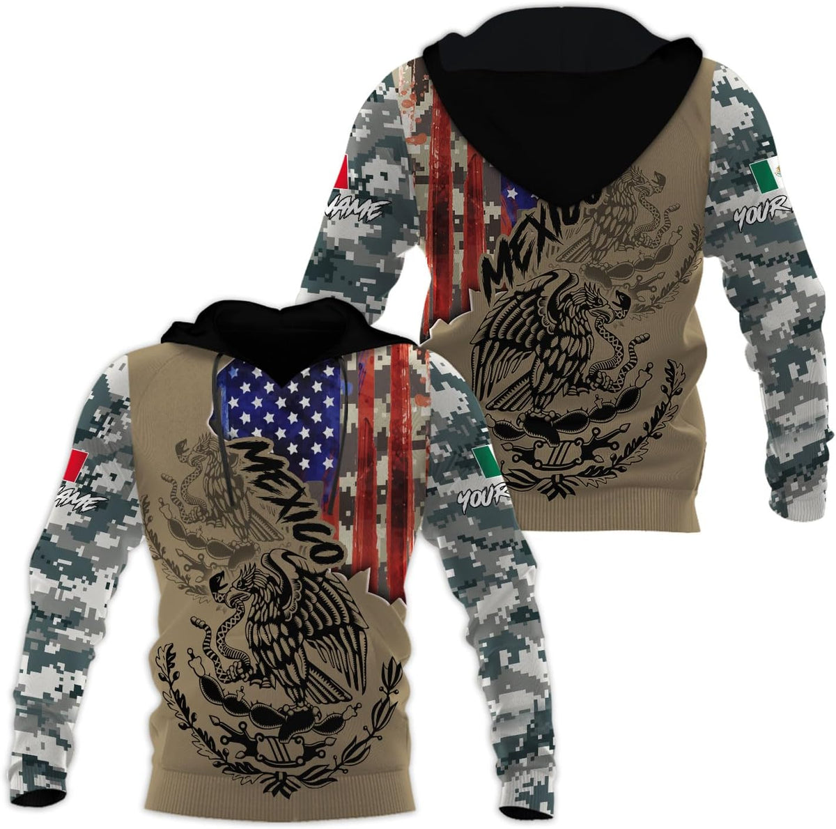 Mostprints Personalized Name Mexican Hoodie 3D, Customized Mexican Hoodies for Men, Unisex Mexico Hoodie,Mexico Hoodies for Men
