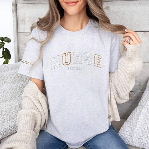 Personalized Embroidered Nurse Sweatshirt For Women Custom Name Registered Nurse Sweatshirt Crewneck Pullover Idea Nurse Gift