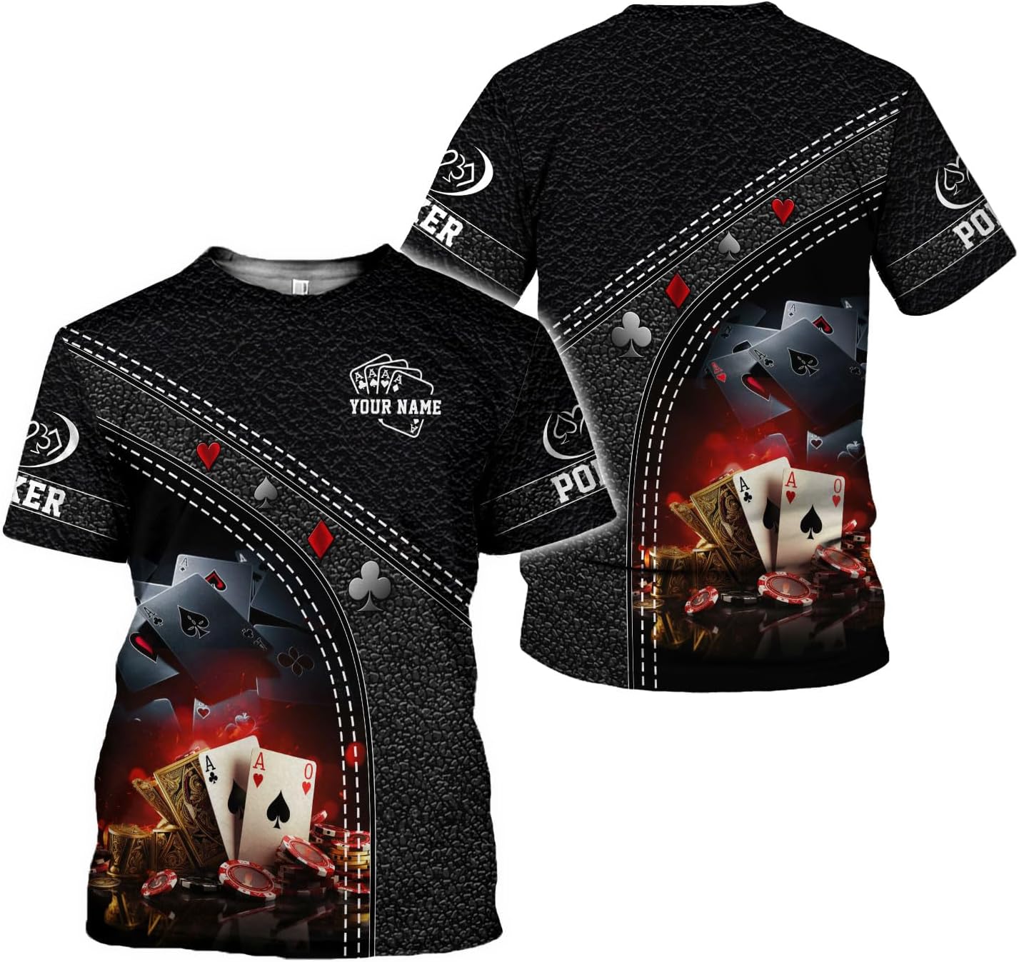 MoonArt Personalized Poker Shirt, Poker Player Shirt, Funny Casino Poker Pattern 3D Over Print, Unisex Poker Tshirt Men Women