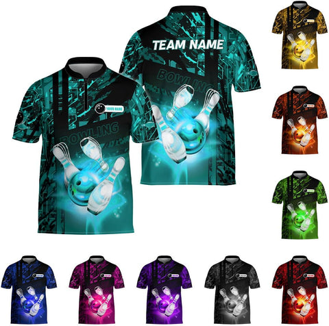 Ligthuy Personalized Bowling Jersey 3D, Bowling Shirts for Team, Bowling Shirt Unisex for Men Women, Bowling Shirts for Men