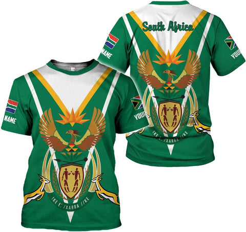 MoonArt Personalized South Africa 3D Shirt, African Pride T-Shirt, South Africa African Flag National Tshirt South African