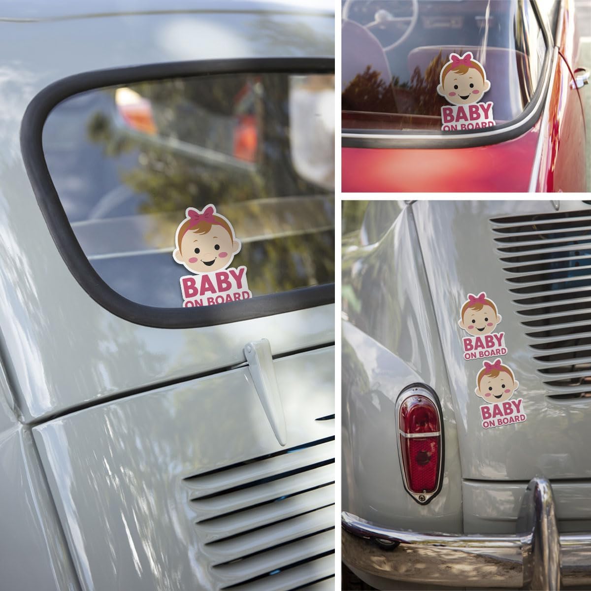 (3Pcs) Baby Onboard Sticker for Cars, Baby On Board Yellow Signs for Car, Baby Car Sticker, Cute Babe On Board Sticker, Sticker Waterproof for Water Bottle, Truck, Car, Helmet Decal 5" (BBOB 2)