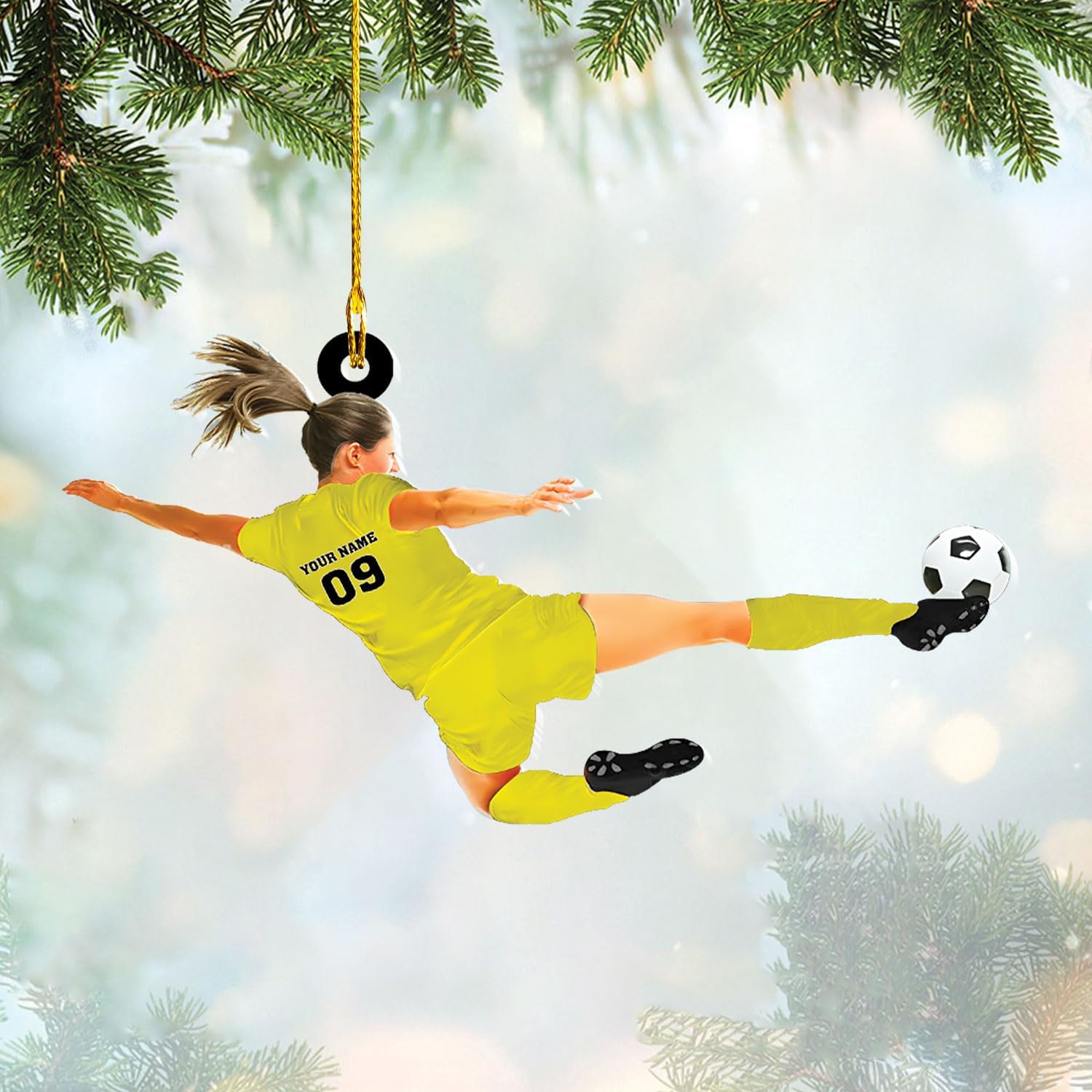 mostprints Personalized Soccer Christmas Ornament, Soccer Ornament for Boys, Soccer Team Ornaments, Gifts for The Soccer Player, Soccer Player Ornament, Soccer Gift Tree Hanging (SC11)