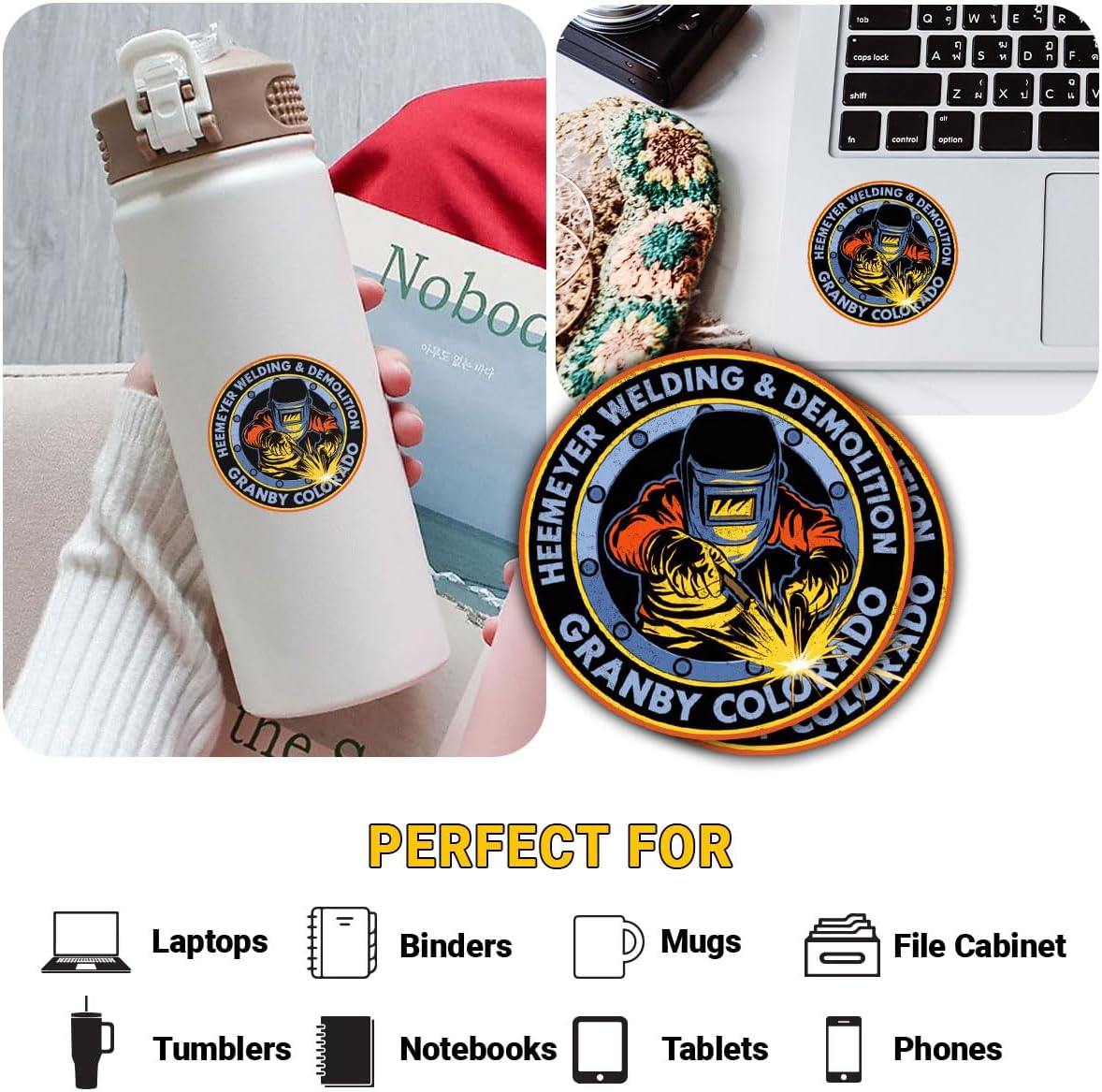 3Pcs Heemeyer Welding and Demolition Sticker Gifts Funny Patriotic Killdozer Heemeyer Welding and Demolition Waterproof Stickers Welder Car Decal for Laptop Water Bottle Toolbox Phone Case Cars 3"