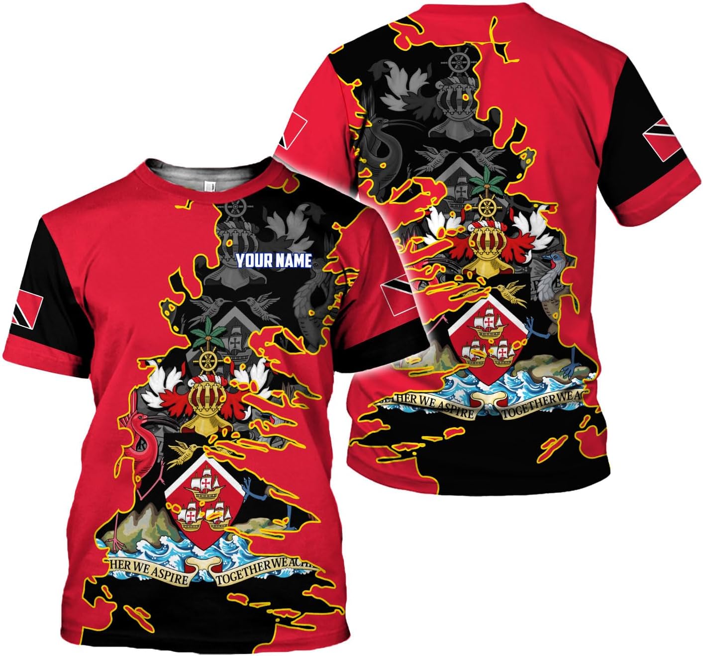 Rivelus Personalized Trinidad and Tobago Clothing 3D, Trinidad and Tobago Shirt, Trinidad Pride Gift T-Shirt S-5XL
