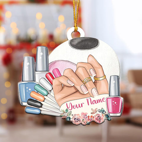 AOVL Personalized Nail Ornament,Nail Technician Ornament, Nail Technician Ornaments, Makeup Ornaments Makeup Christmas Ornament, Nail tech Gifts, Nail Technician Gifts (Nail 7)