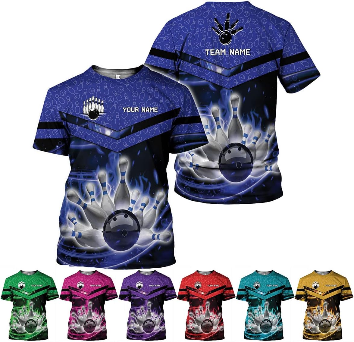 Rivelus Personalized Name Bowling Shirts for Men and Women 3D, Bowling Shirts for Team Bowling, Bowling Shirts Gift