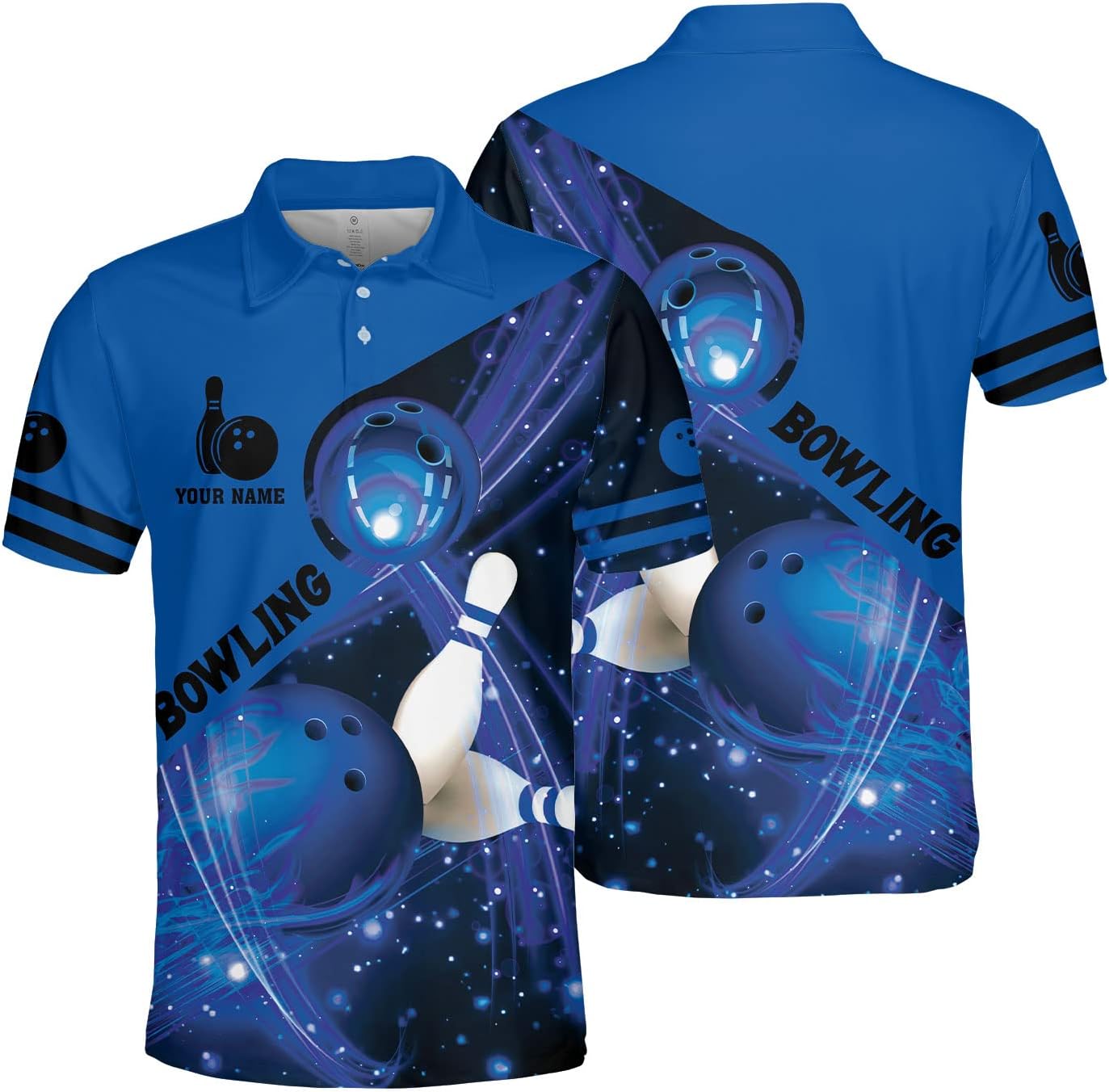 Mostprints Personalized Name Bowling Polo Shirts 3D for Men and Women, Bowling shirt, Bowling Shirts for Men Team Bowling Shirt