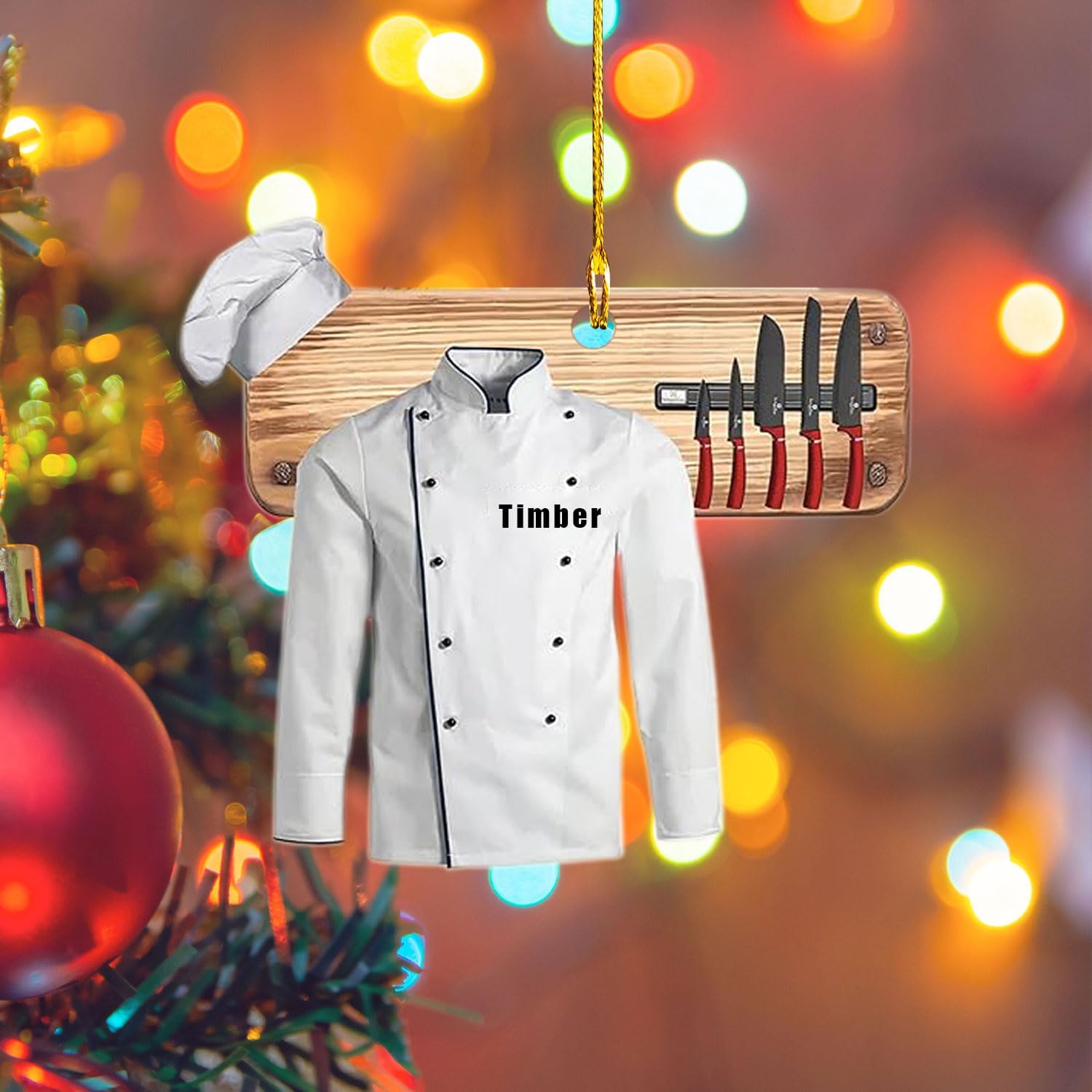 Personalized Chef Christmas Ornament 2024, Cooking Baking Christmas Ornaments, Chef Uniform Ornament, Custom Chef Hat Ornament for Christmas Tree Chef Gifts Food Ornaments Kitchen Ornament (Chef 11)