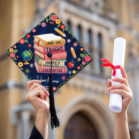Pretyprints Personalized Teacher Graduation Cap Topper Teacher Gift Class Of 2025 Graduation Cap Decoration Topper