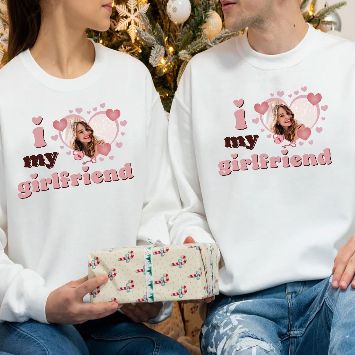 Personalized I Love My Girlfriend Custom Photo Shirt I Love My Boyfriend Gifts for Men, Women Valentine, Birthday Shirt Gift