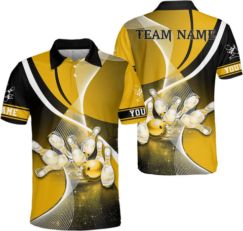 Ligthuy Personalized Name Bowling Polo Shirts 3D for Men and Women, Bowling Shirt, Bowling Shirts for Men Team Bowling Shirt