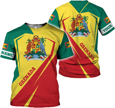 Podagree Personalized Grenada T-Shirt 3D, Proud Grenadan Tshirt, Grenada Flag Grenadian Pride Grenadian Heritage Shirt