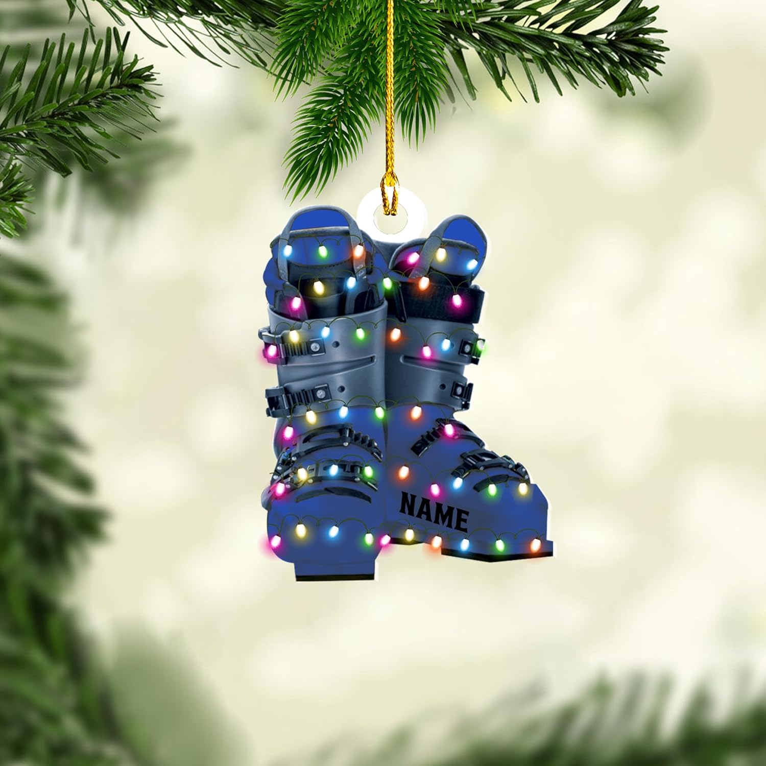 AOVL Custom Ski Ornament Skiing Christmas Ornaments Ski Christmas Tree Ornaments Ski Christmas Ornament Skier Ornaments for Christmas Tree 2024 Skiing Ornament (OSK3)