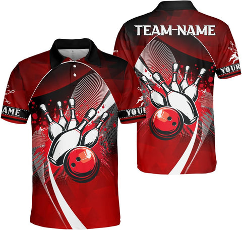 Ligthuy Personalized Name Bowling Polo Shirts 3D for Men and Women, Bowling Shirt, Bowling Shirts for Men Team Bowling Shirt