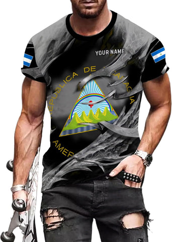 Rivelus Personalized Nicaragua Shirt 3D, Nicaragua Flag Shirts, Nicaraguan Camisas T-Shirt, Unisex Shirts for Men Women