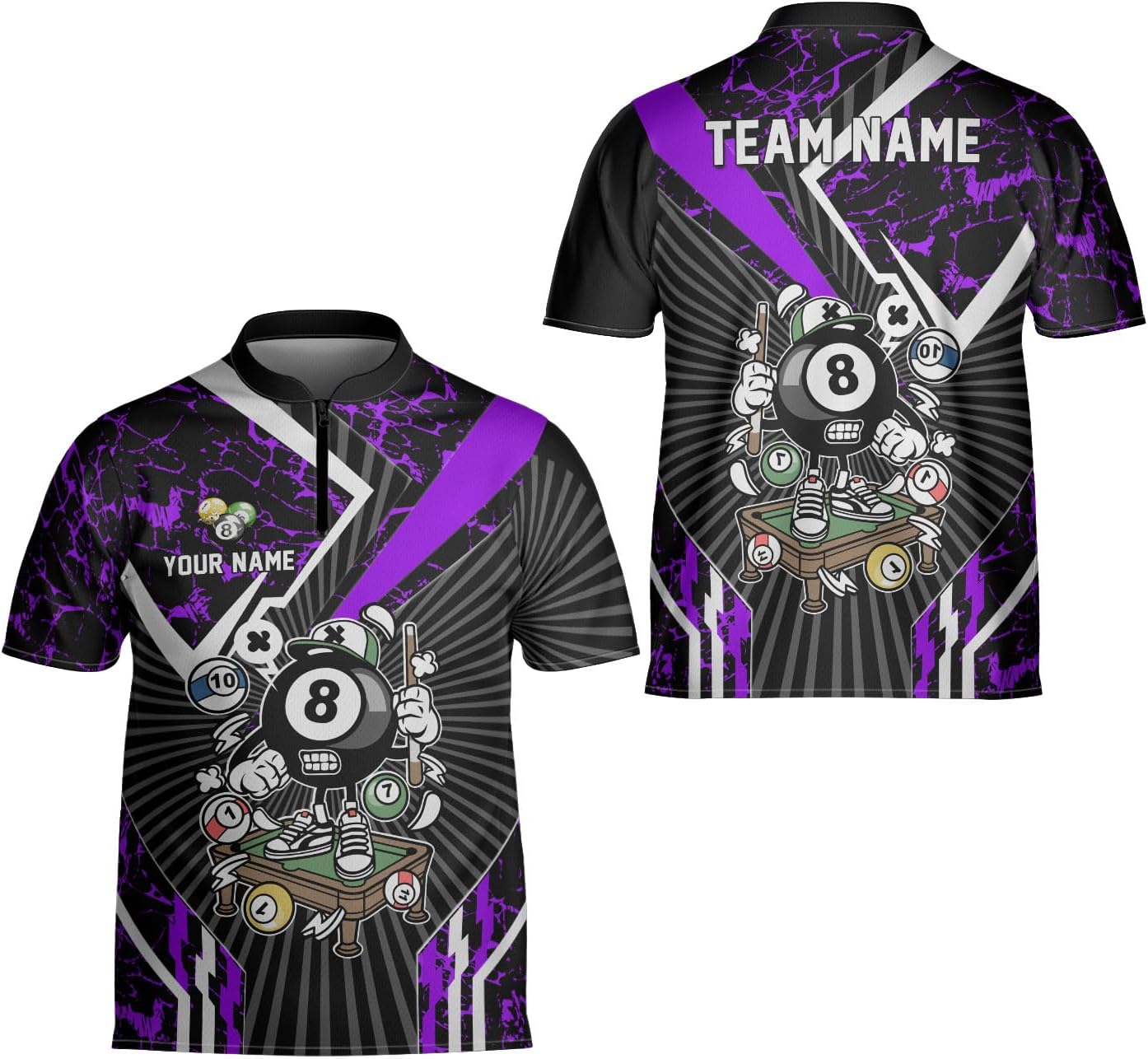 Ligthuy Personalized Billiard Jersey 3D, 8 Ball Shirt, Billiards Shirts for Men, Billiard Gifts for Men and Women S-5XL