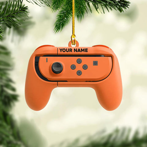Artparel Personalized Gamer Ornament Custom Name Game Controller Ornament Shape Flat Computer Ornament for Gamer Gaming Ornament Gamer Christmas Ornament (GC12)