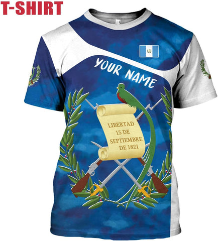 Mostprints Personalized Guatemala Shirt 3D Guatemala Camisas Guatemala Flag Shirts, Guatemalan Pride T-Shirt for Men Women