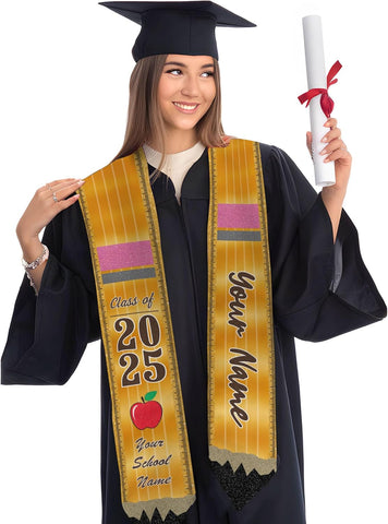 Pretyprints Personalized Class Of 2025 Teacher Graduation Stole Custom Teacher Pencil Graduation Sash Gift College Graduation
