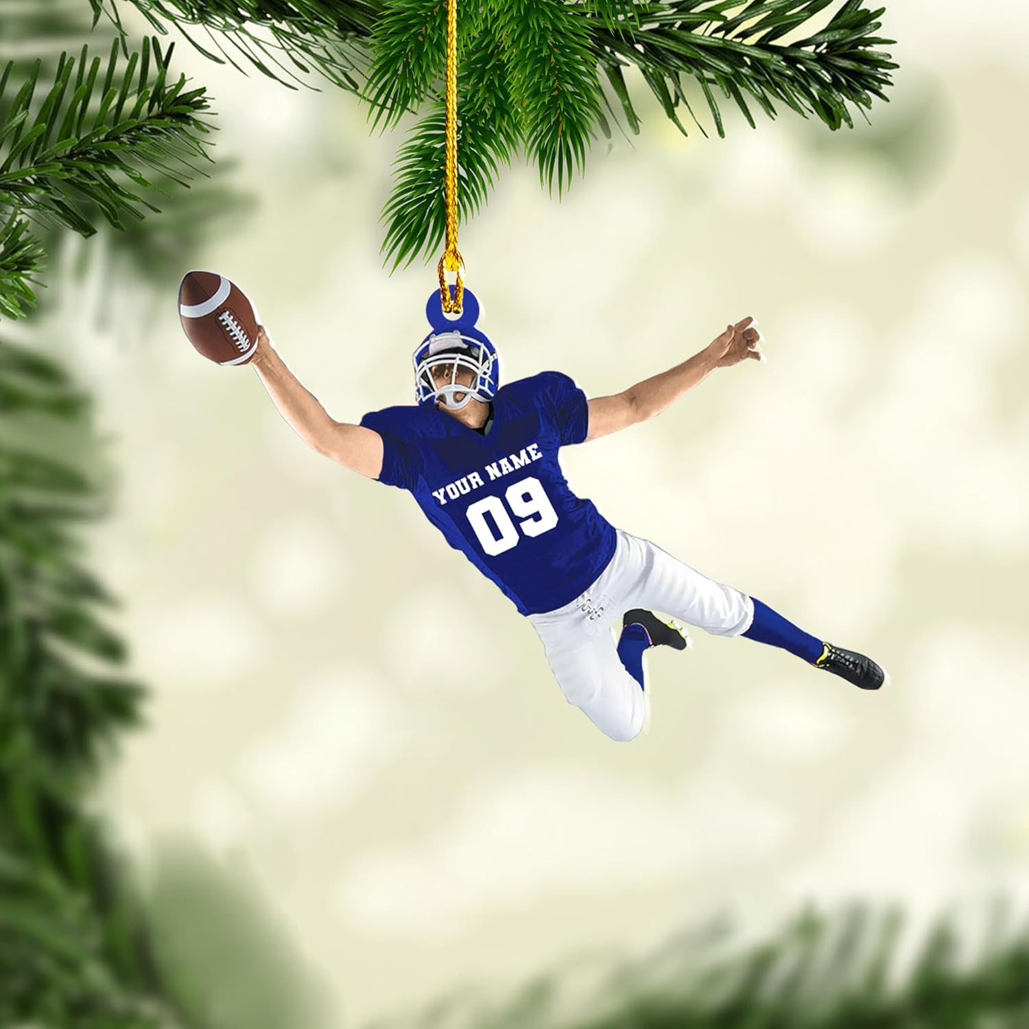 Artparel Personalized Football Ornament Customized Football Christmas Ornaments Football Ornament Christmas Hanging Décor Gift for Football Fans Football Gifts Gift for Football Player (FB 15)