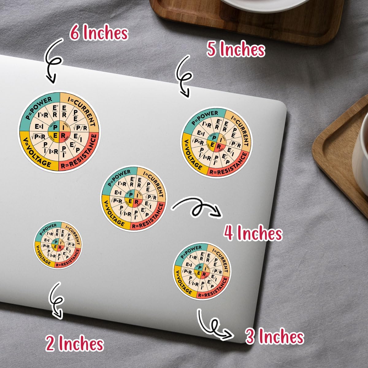 3 Pcs Ohms Law Sticker, Ohms Law Wheel Electrician Hard Hat Physics Stickers, Inappropriate Stickers, Programming Stickers - Vinyl Sticker 3 Inches for Water Bottles Laptop Phone Car Window Helmet