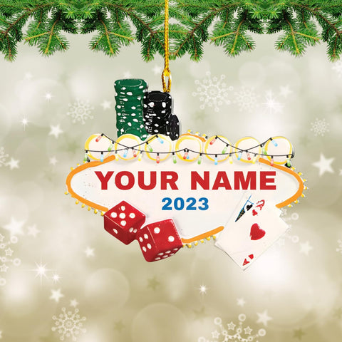 Personalized Poker Christmas Ornament 2024, Poker Player Ornament, Sport Keepsake Present, Playing Cards Deck Wood Game Ornaments, Poker Aces Cards Chips Gambling Ornament (Poker 1)