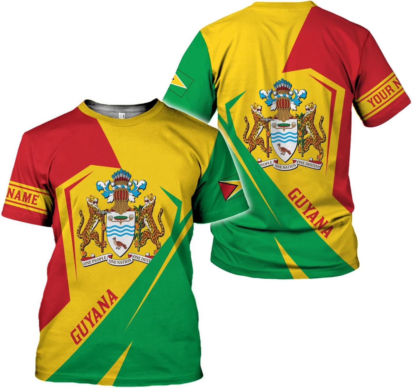 MoonArt Personalized Guyana Shirts - Guyanese Coat of Arms Flag 3D
