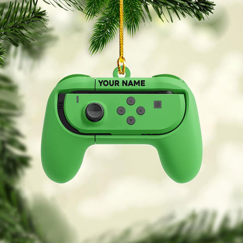 Artparel Personalized Gamer Ornament Custom Name Game Controller Ornament Shape Flat Computer Ornament for Gamer Gaming Ornament Gamer Christmas Ornament (GC12)