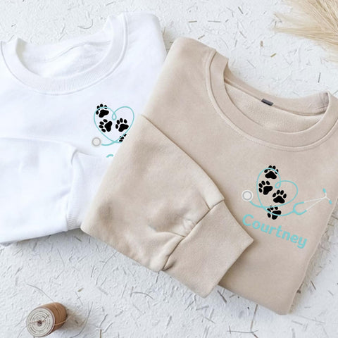 Personalized Veterinarian Embroidered Sweatshirt, Custom Vet Tech Shirt, Veterinary Technician Week Gifts, Veterinary Gifts