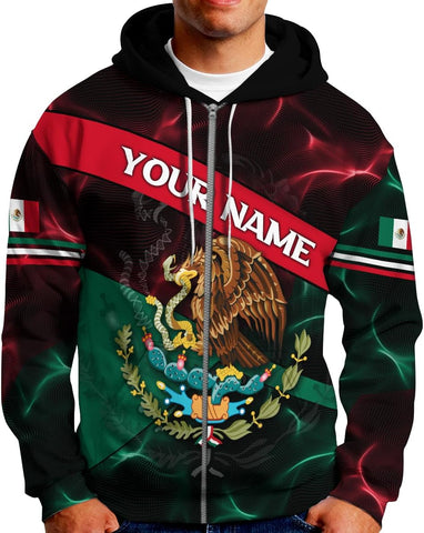 Mostprints Personalized Name Mexican Hoodie 3D, Mexican Hoodies for Men, Unisex Mexico Hoodie, Mexico Hoodies for Men