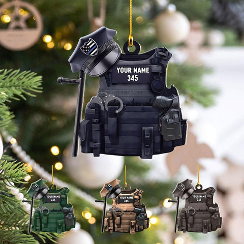 Royal Fight Personalized Police Christmas Ornament Police Outfit Gift for Police Police Prayer Ornament Police Hat Ornament, Police Vest Ornament Police Officer Ornament (Police 1)