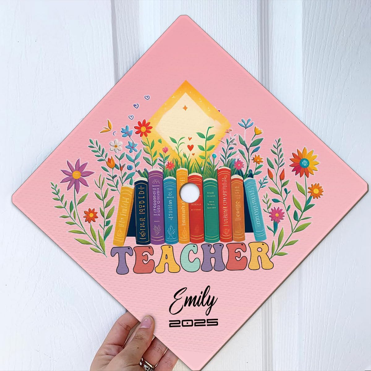 Pretyprints Personalized Teacher Graduation Cap Topper Teacher Gift Class Of 2025 Graduation Cap Decoration Topper