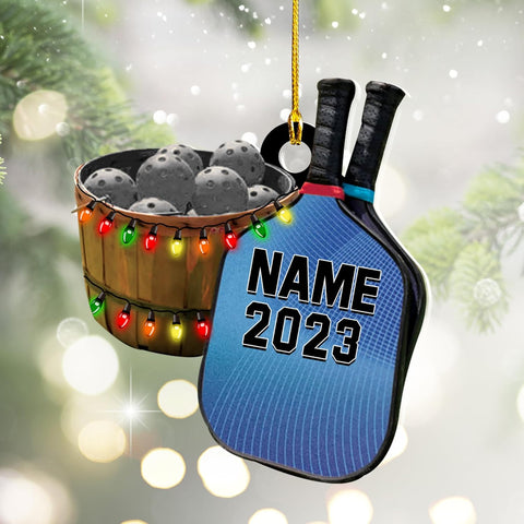 mostprints Personalized Pickleball Ornament 2023, Pickleball Paddles, Pickle Baller Sport Gifts Pickleball Ornament Christmas Tree Pickleball Decorations for Pickleball Lovers (PB1)