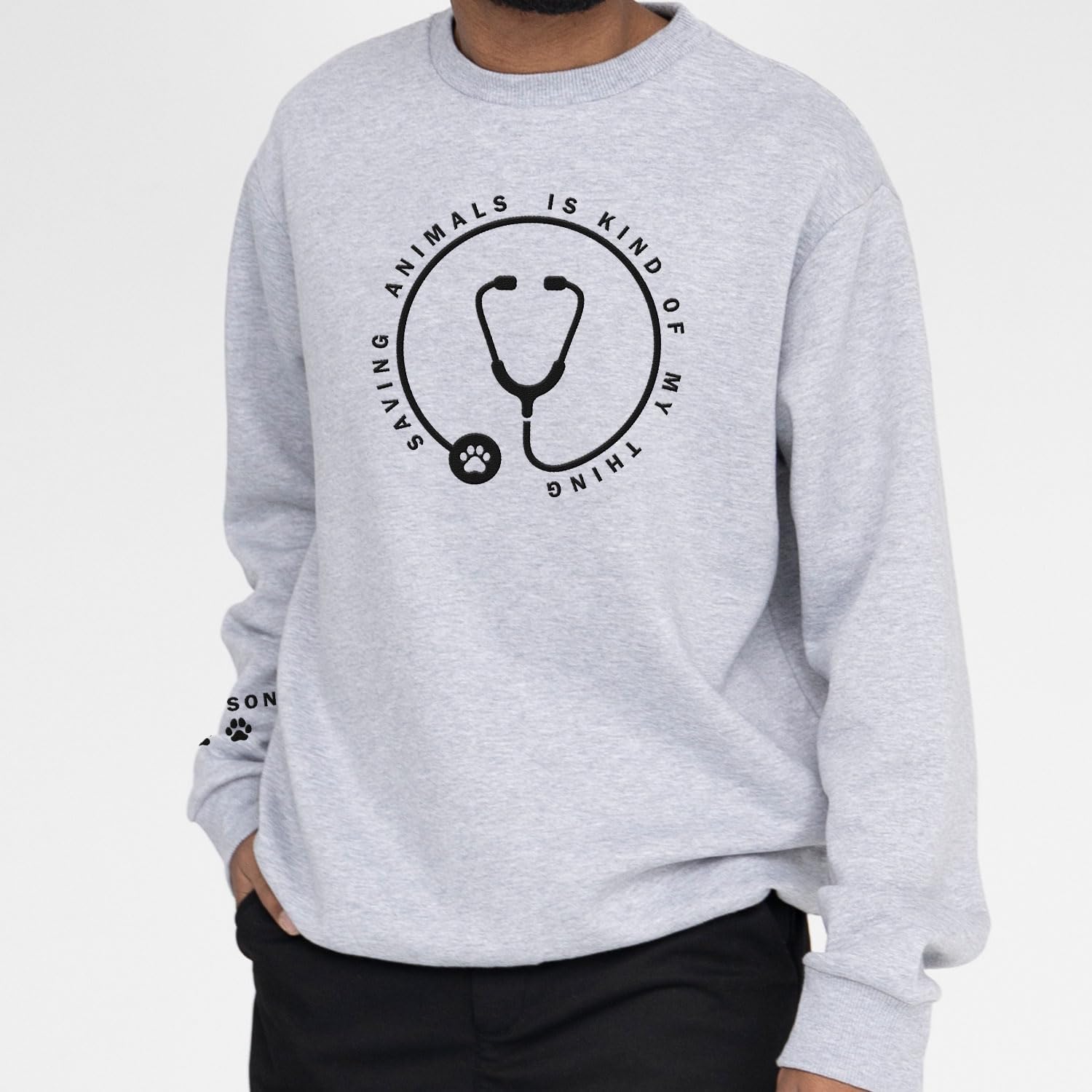Leeprints Personalized Embroiderd Veterinary Medicine Sweatshirt - Vet Tech Sweater, Veterinarian Gift, Vet Med Staff Gifts