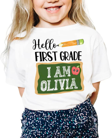 Vybonz Personalized First Day of Kindergarten Shirt, Back to School Shirts for Girl Boy Crush Kindergarten Shirts