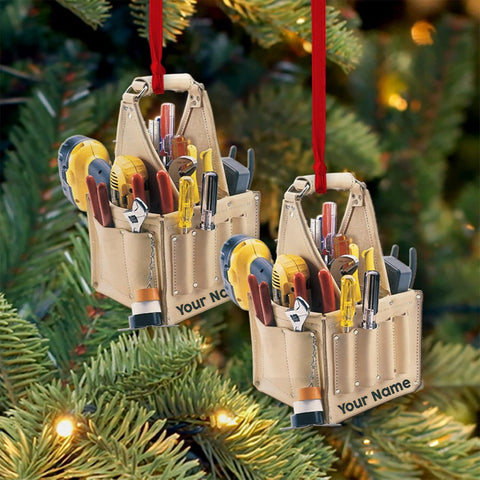 Artparel Personalized Electrician Ornament, Electrician Tool Bag Outfit Christmas Ornament, Electrician Gift Christmas Ornament, Gifts for Electrician Lovers, Electrician Outfit Christmas Ornament