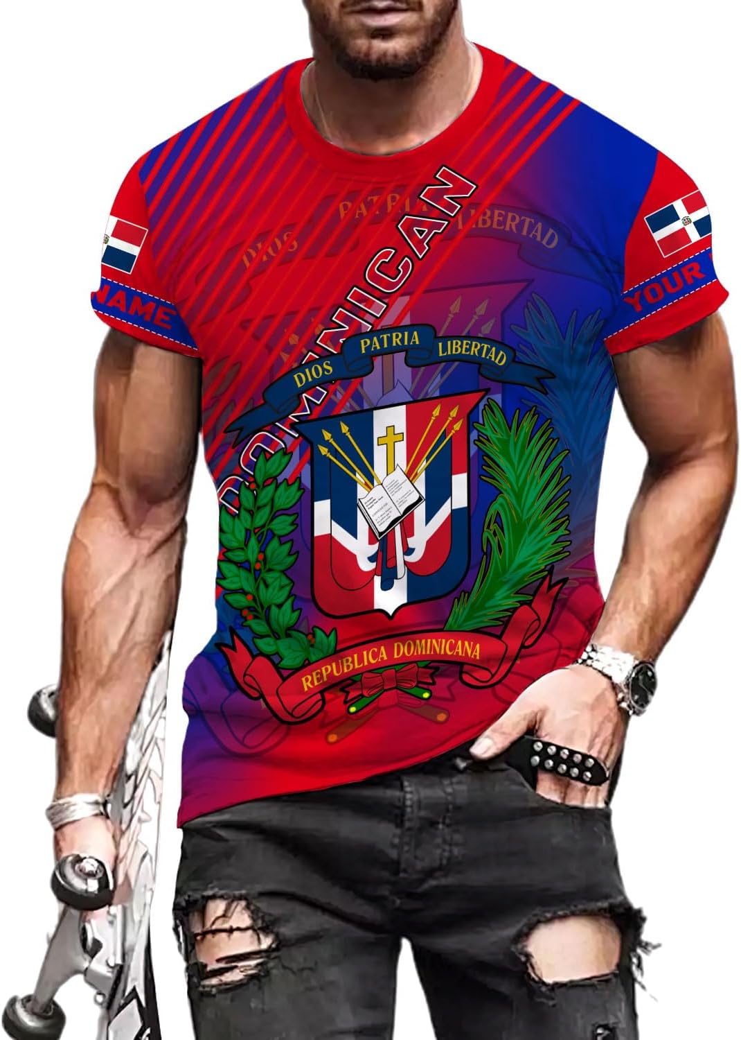 Mostprints Personalized Dominican Shirt 3D, Dominican Republic Shirts, Dominican Flag Unisex Republica Dominicana Shirt S-5XL