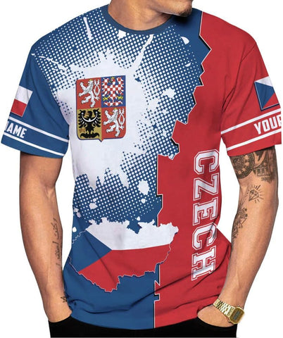 Personalized Czech Shirts 3D, Czechoslovakian T-Shirts, Czech Republic Flag Pride Shirt Unisex, Gifts for Czechs (CZ 3)