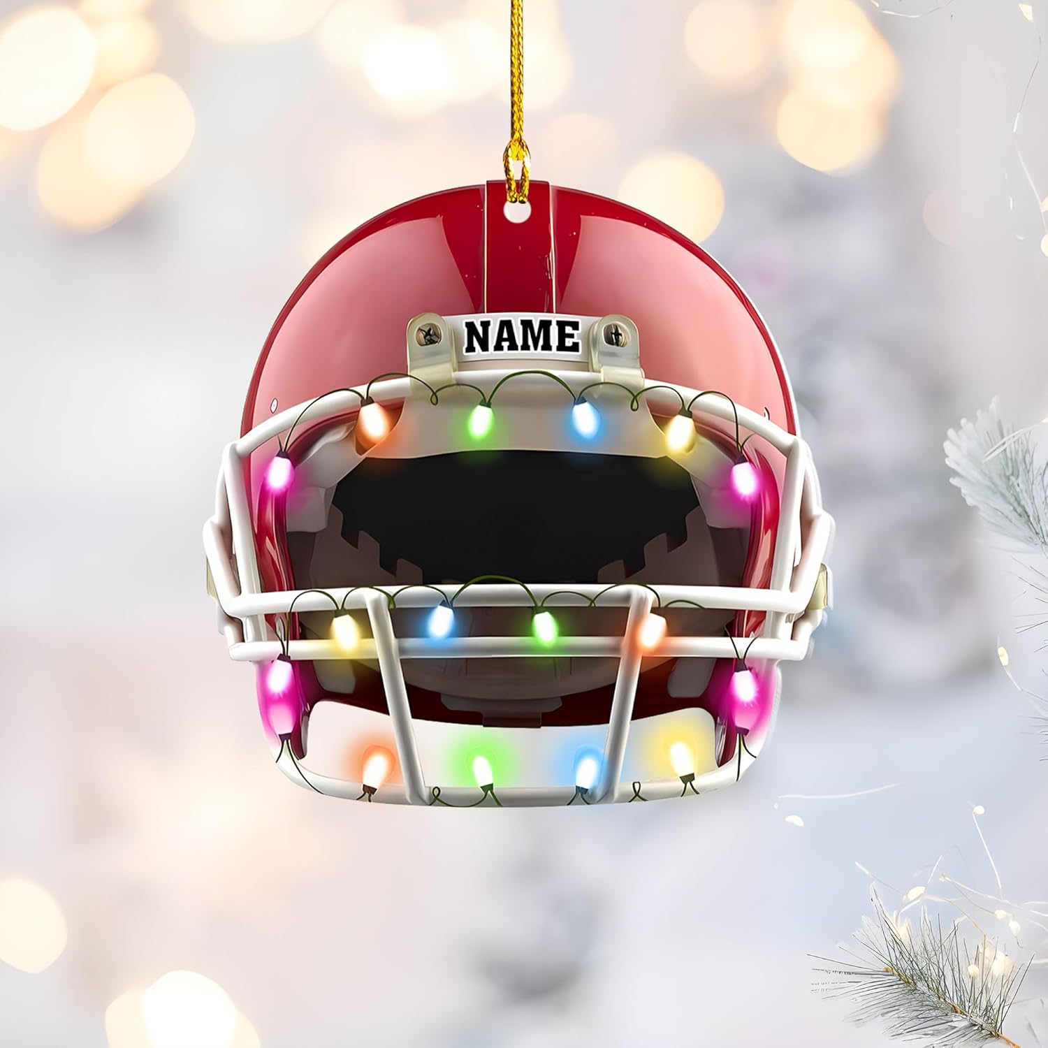 Personalized Name Football Ornaments 2024, Customized Football Christmas Ornaments Wood Ornament Christmas Tree Hanging Ornament Pine Tree Decorations for Kid Couple Friends Family (Football 1)