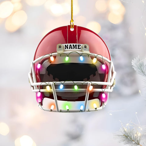 Personalized Name Football Ornaments 2024, Customized Football Christmas Ornaments Wood Ornament Christmas Tree Hanging Ornament Pine Tree Decorations for Kid Couple Friends Family (Football 1)