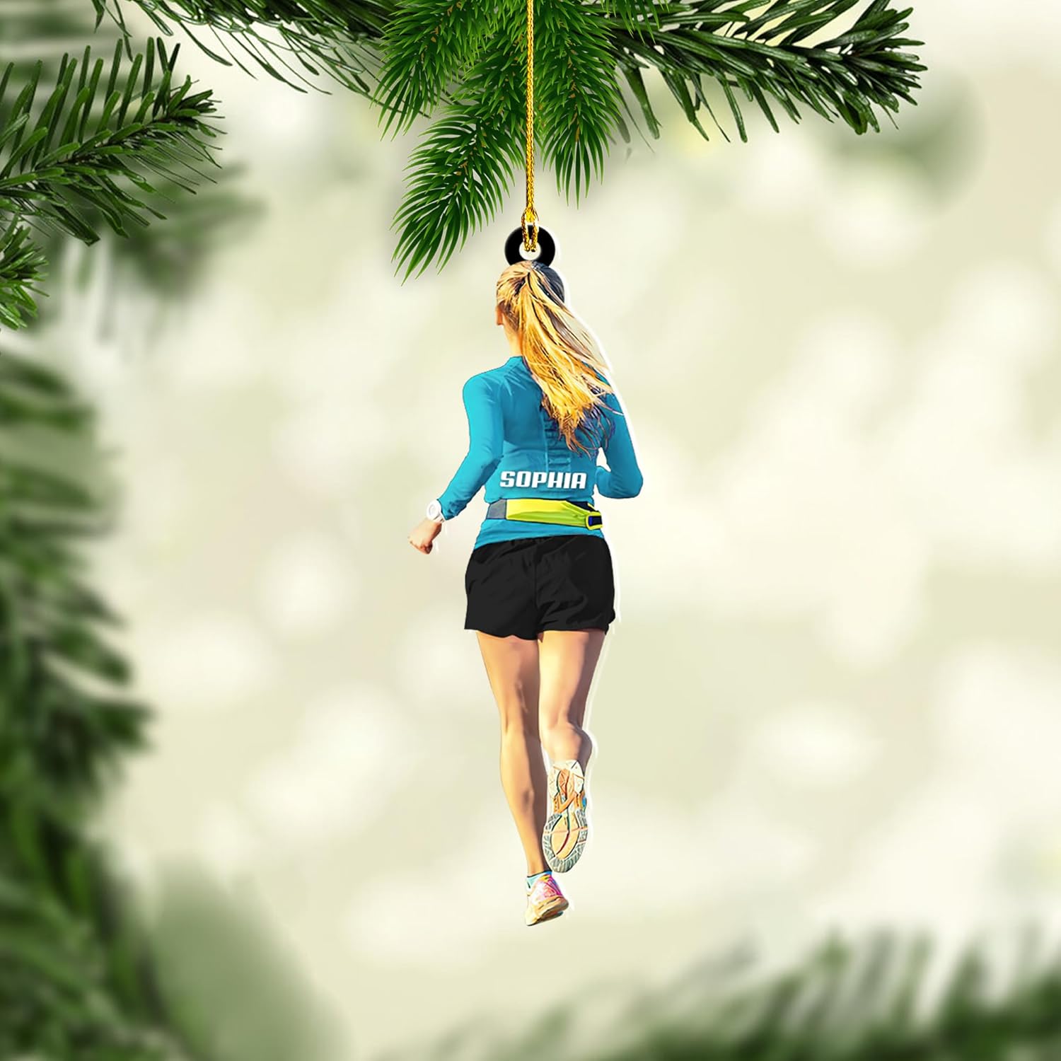 Personalized Running Ornament, Half Marathon Runner Ornament, Cross Country Christmas Ornament, Track and Field Christmas Ornaments for Runners Girl Shoes Ornament Gift for Athletes Running Man (RN2)