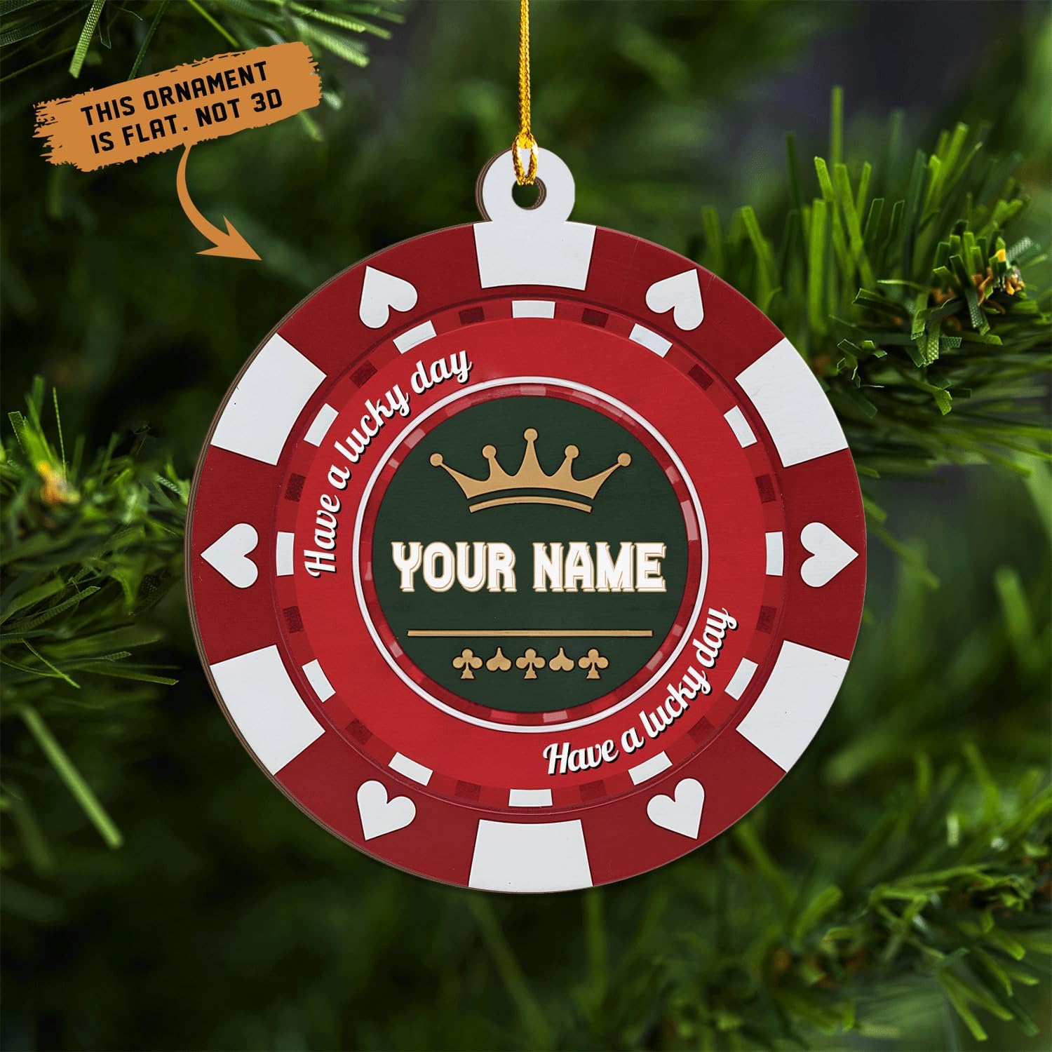 MAPrints Personalized Poker Christmas Ornament 2024, Poker Player Ornament, Sport Keepsake Present, Playing Cards Deck Wood Game Ornaments, Poker Aces Cards Chips Gambling Ornament (PK 5)
