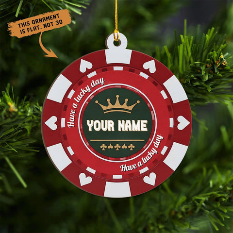 MAPrints Personalized Poker Christmas Ornament 2024, Poker Player Ornament, Sport Keepsake Present, Playing Cards Deck Wood Game Ornaments, Poker Aces Cards Chips Gambling Ornament (PK 5)