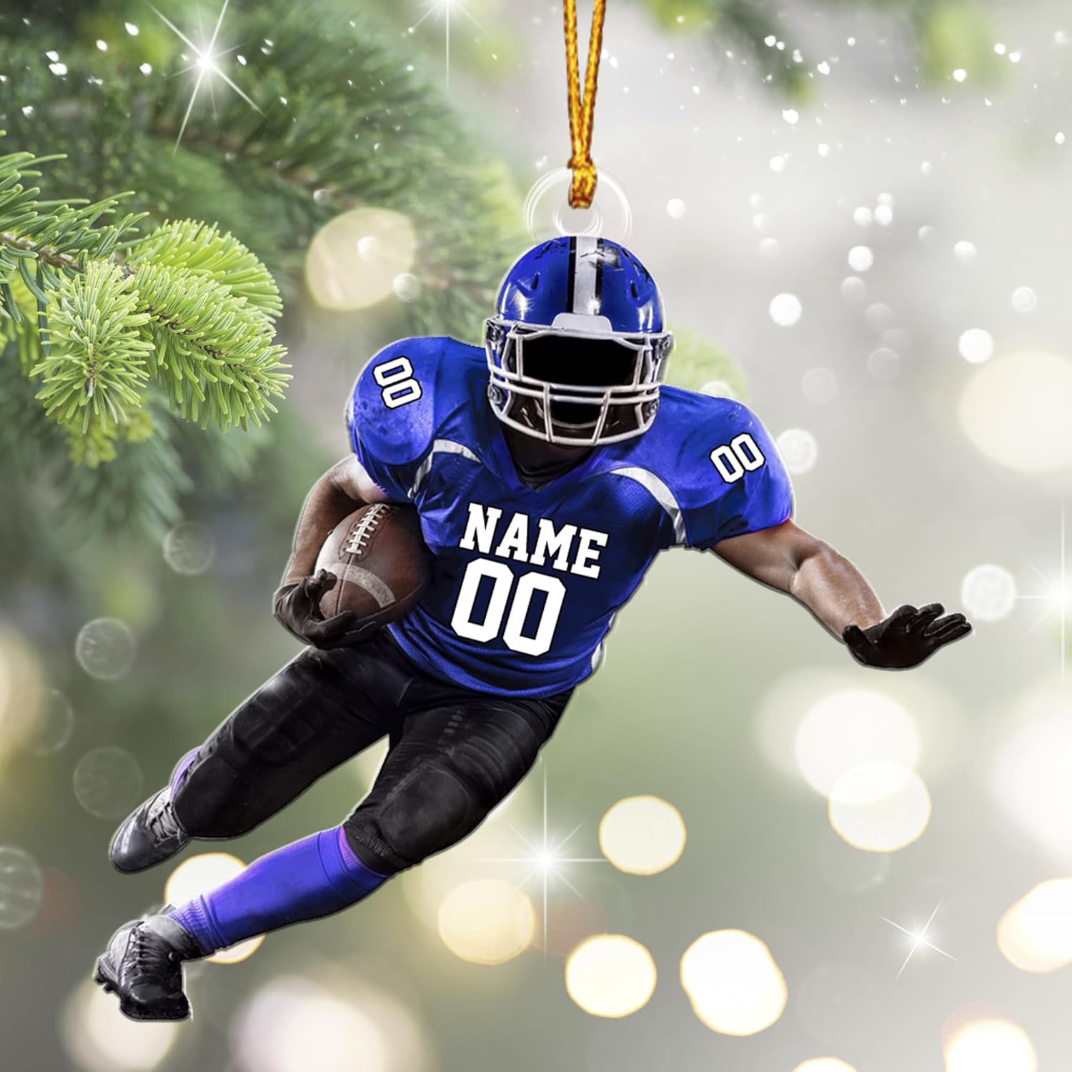 Artparel Personalized Football Ornament Customized Football Christmas Ornaments Football Ornament Christmas Hanging D��cor Gift for Football Fans Football Gifts Gift for Football (FBH 1)