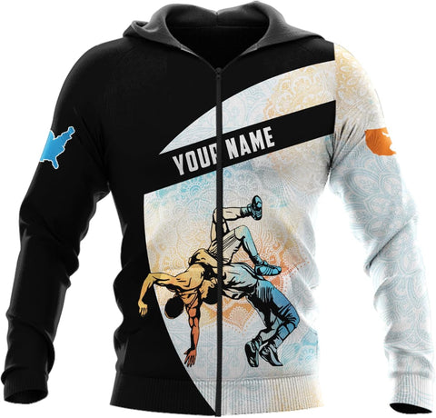 MAPrints Personalized Name Wrestling Shirt 3D All Over Print, Wrestle T-Shirt, Funny Free Hug Wrestling T-Shirt for Men S-5XL