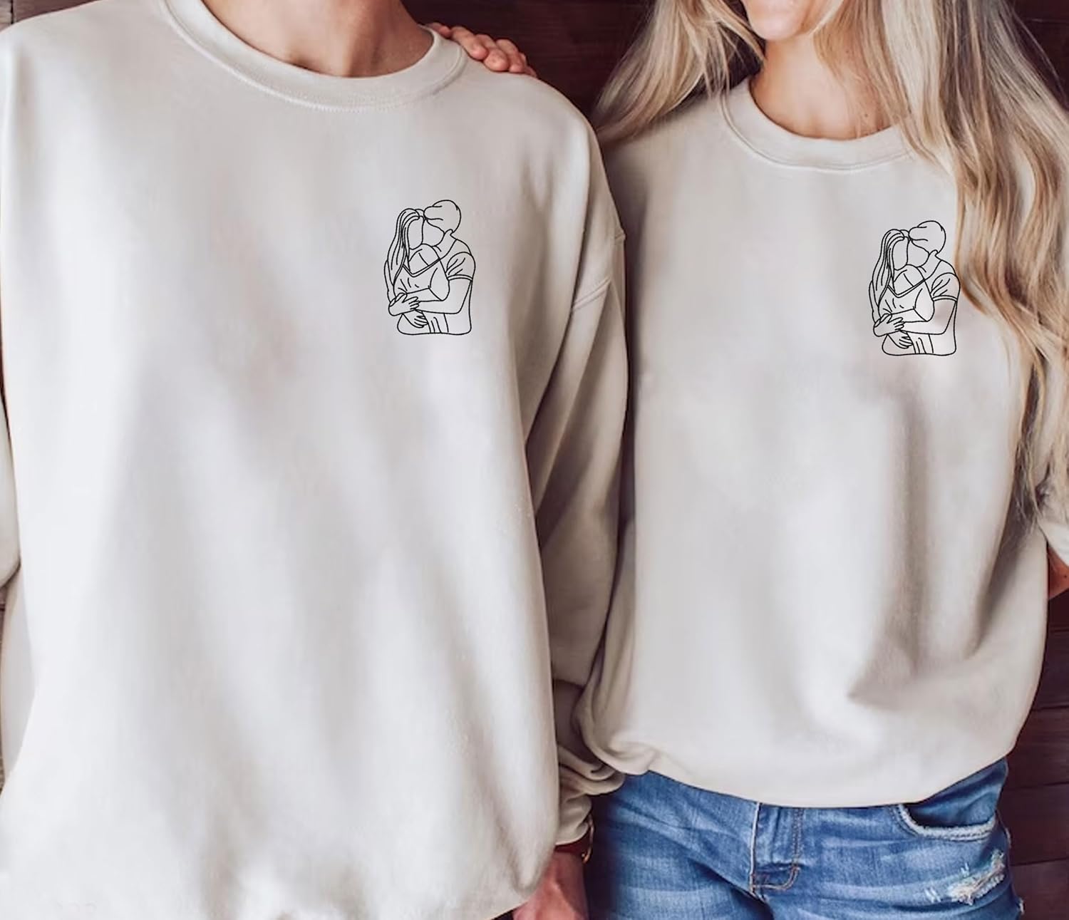 Leeprints Personalized Couple Embroidered Sweatshirt, Roman Numeral Anniversary For Couples Matching Gifts With Initial Heart